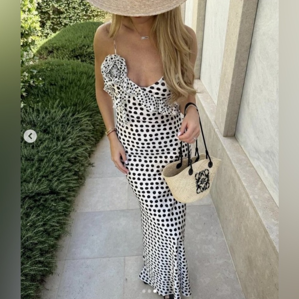 Zara RUFFLED SATIN EFFECT POLKA DOT DRESS - Picture 8 of 16